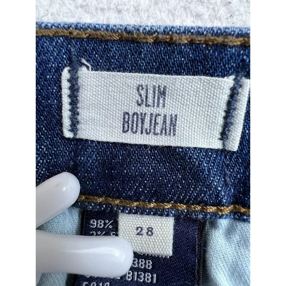 Madewell Slim Boyjean Jeans Womens 28 Blue Medium Wash Mid Rise Stretch Denim